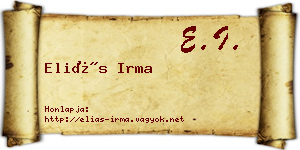 Eliás Irma névjegykártya